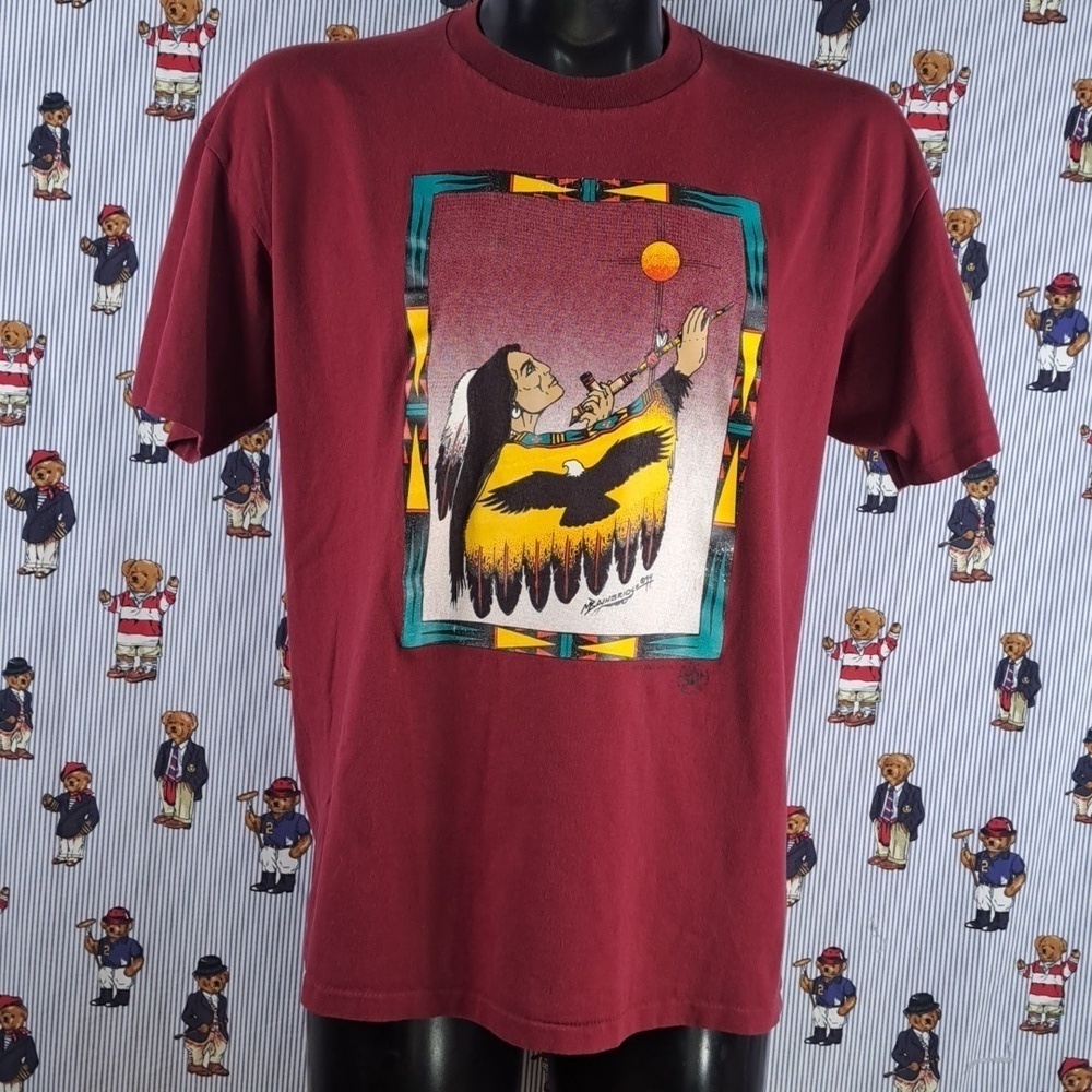 Vintage 1994 Melvin Bainbridge Native Creations peace pipe graphic XL t-shirt - Picture 1 of 7